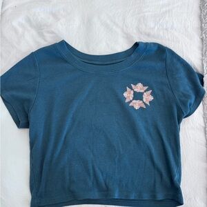 Boys Lie Teal Short Sleeve Tee with Pink Floral Patch